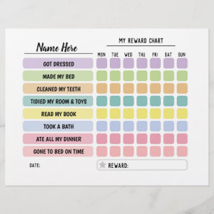 Reward Chart Personalised Schedule Daily Fun Kids Flyer