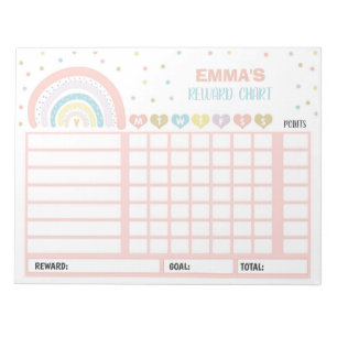 Reward Chart Rainbow Personalised Chore Chart Notepad