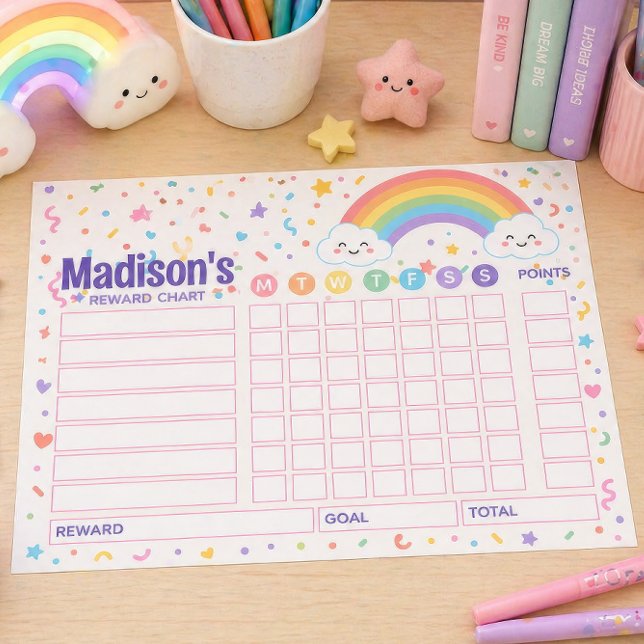 Reward Chart Rainbow Personalised Chore Chart Notepad (Creator Uploaded)