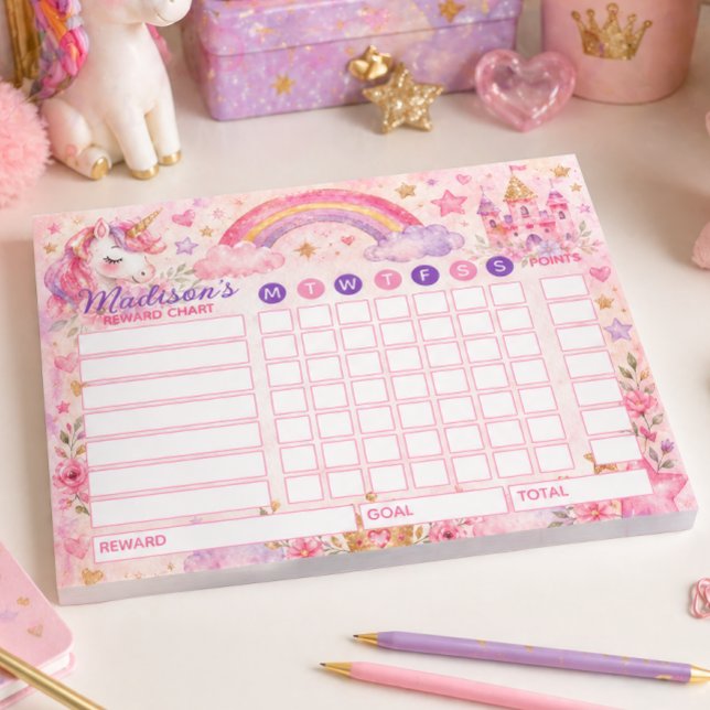 Reward Chart Unicorn Personalised Chart Notepad (Creator Uploaded)