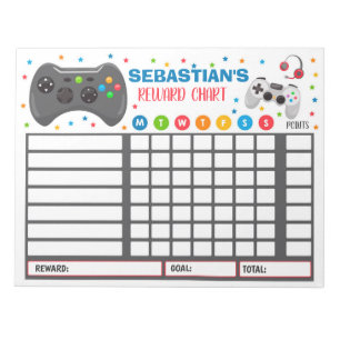 Reward Chart Video Game Personalized Chore Chart Notepad