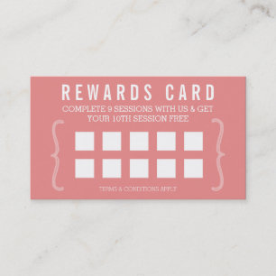 REWARD PUNCH CARD simple minimal trendy chic coral