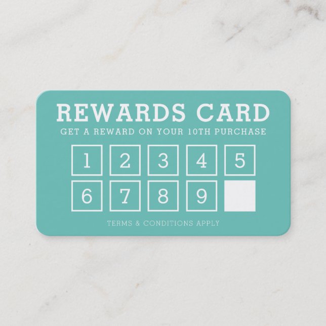 REWARD PUNCH CARD simple modern loyalty 10th mint (Front)