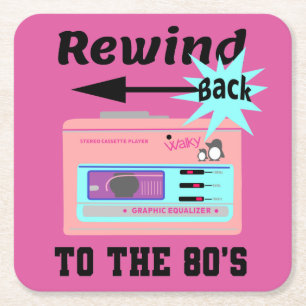 Rewind Back to the 80's Square Paper Coaster