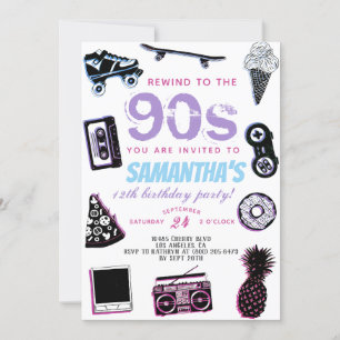 Rewind to the 90s Birthday Invitation
