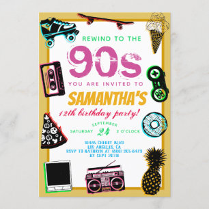 Rewind to the 90s Birthday Invitation