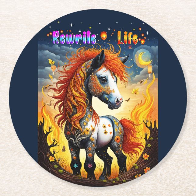 Rewrite Life Round Paper Coaster (Front)