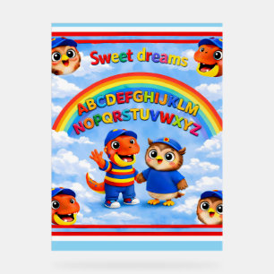 Rex and hoot ABC rainbow classroom premium 45 five Acrylic Sign