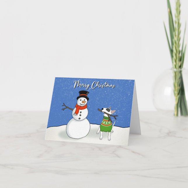 Rex and Snowman Merry Christmas card (Front)