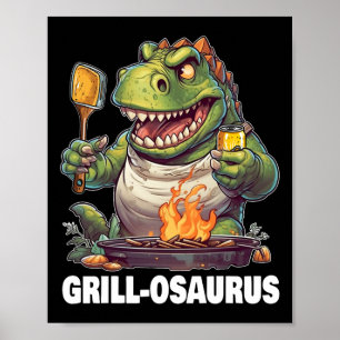 Rex Bbq Dinosaur Funny Fathers' Day Grilling Poster