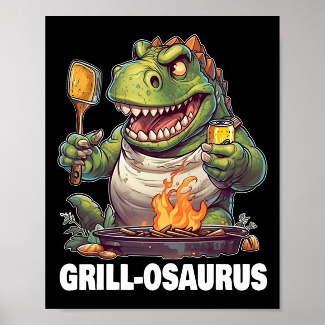 Rex Bbq Dinosaur Funny Fathers' Day Grilling  Poster (Front)
