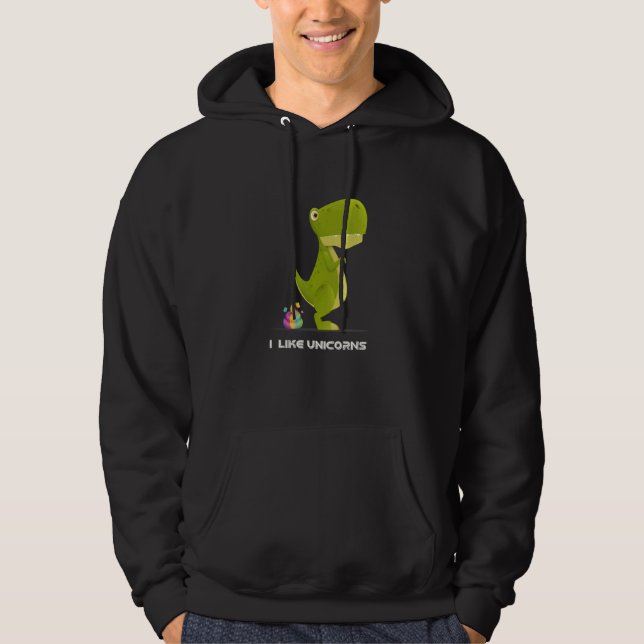 rex Dinosaur love unicorns men and women trex Hoodie (Front)