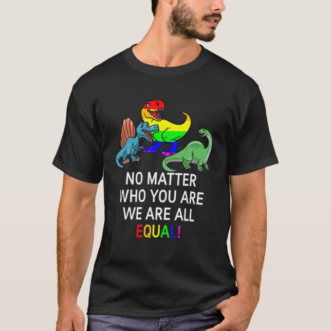 Rex Dinosaur Rainbow Flag Pride LGBT T-Shirt (Front)