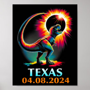 Rex Dinosaur Texas Total Solar Eclipse 2024 Poster