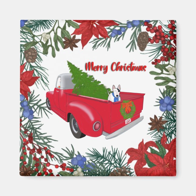 Rex in Vintage Red Truck Magnet (Front)