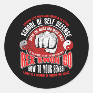 Rex Kwon Do Funny Karate Martial Arts Retro Classic Round Sticker