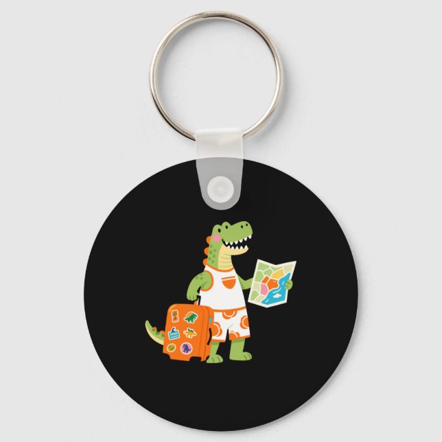 Rex On Vacation_ Cute Travelling Dinosaur With Key Ring (Front)