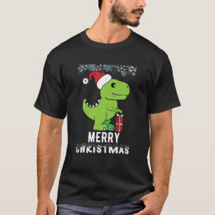 Rex Santa Hat Christmas Dinosaur X-Mas PJ Boys Gir T-Shirt