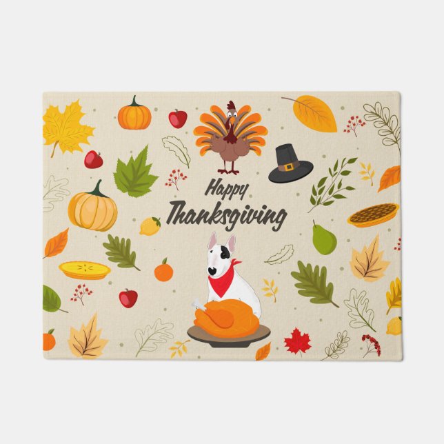Rex the TV Terrier Thanksgiving Door Mat (Front)