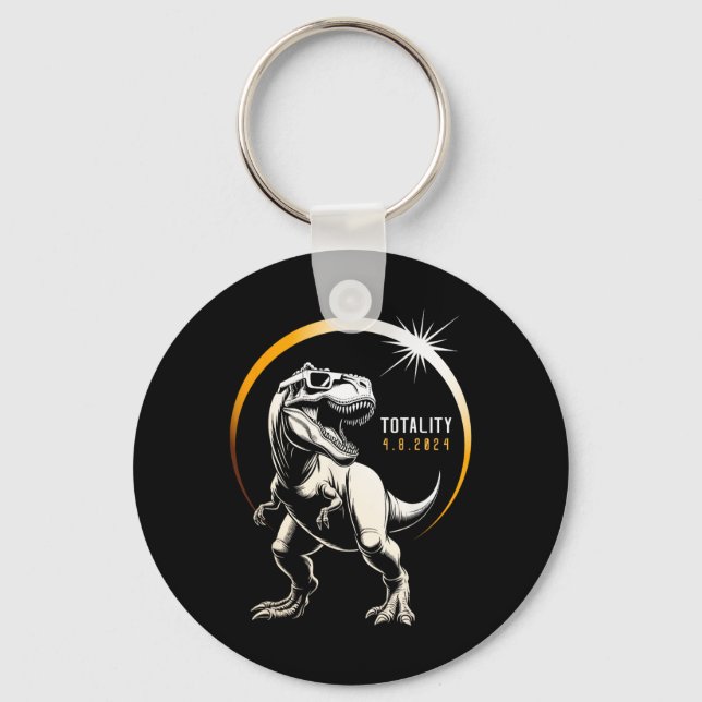 Rex Total Solar Eclipse 2024 Dinosaur April 8 Men  Key Ring (Front)