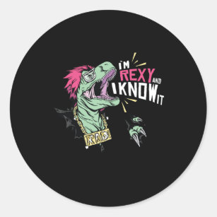 Rexy t-rex classic round sticker