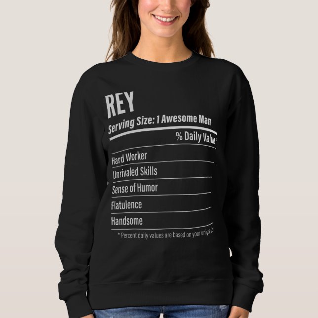 Rey Serving Size Nutrition Label Calories Sweatshirt (Front)