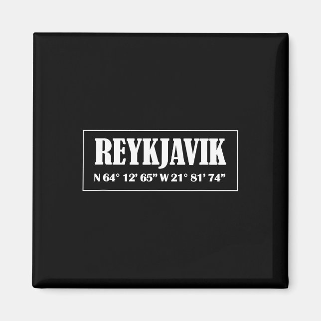 Reykjavik Iceland City Coordinates  Magnet (Front)