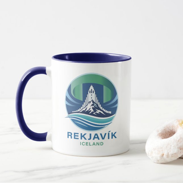Reykjavik Iceland Europe Mug (With Donut)