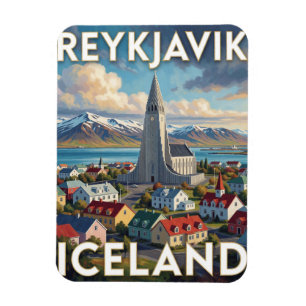 Reykjavik Iceland Hallgrimskirkja Bay Travel Magnet