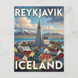 Reykjavik Iceland Hallgrimskirkja Bay Travel Postcard