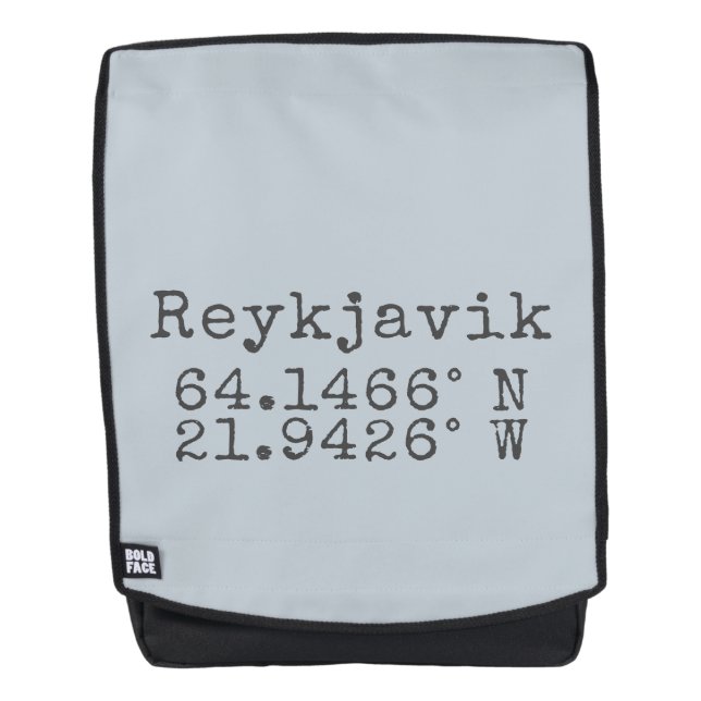 Reykjavik Iceland Latitude Longitude Backpack (Front)