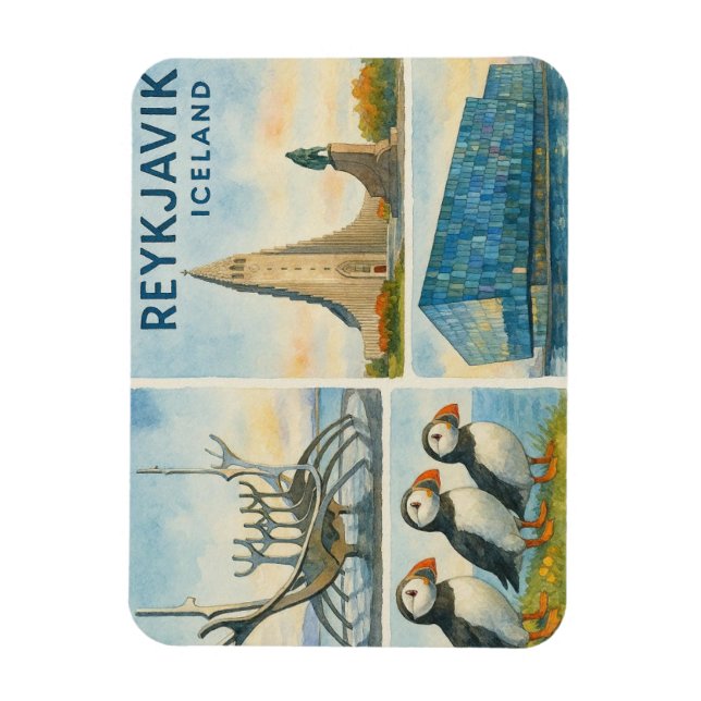Reykjavik Iceland multiview  Magnet (Vertical)
