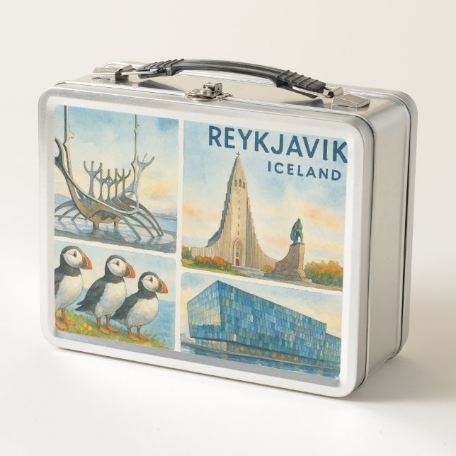 Reykjavik Iceland multiview  Metal Lunch Box (Front)