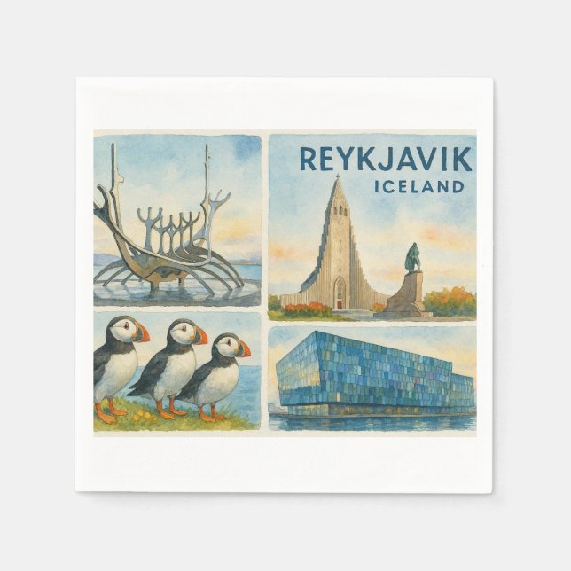 Reykjavik Iceland multiview  Napkin (Front)