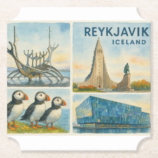 Reykjavik Iceland multiview Paper Coaster
