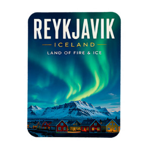 ❄️ Reykjavik Iceland Northern Lights Home Decor 🌌 Magnet