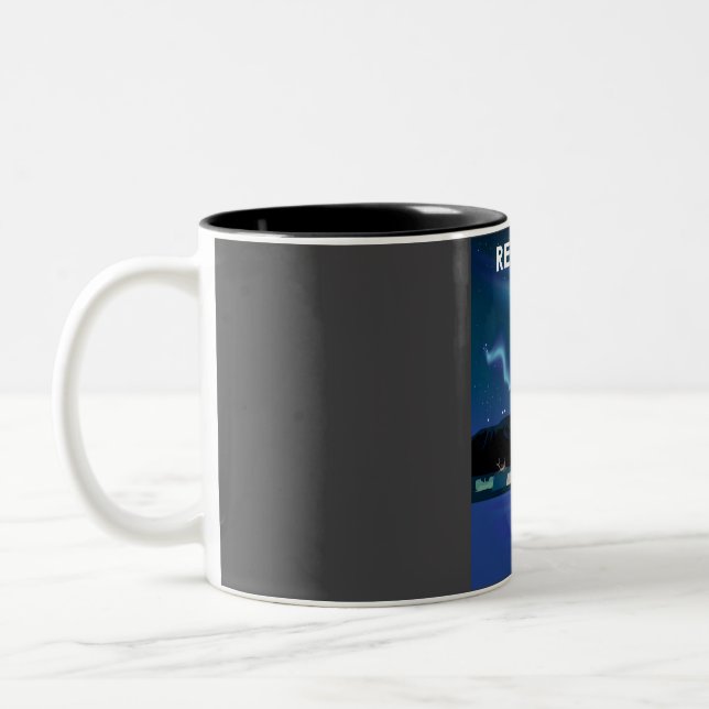 Reykjavik Iceland northern lights Travel Poster  Two-Tone Coffee Mug (Left)