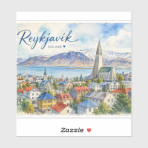Reykjavik Iceland souvenir watercolor 