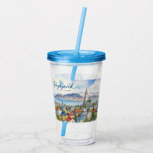 Reykjavik Iceland souvenir watercolor Acrylic Tumbler