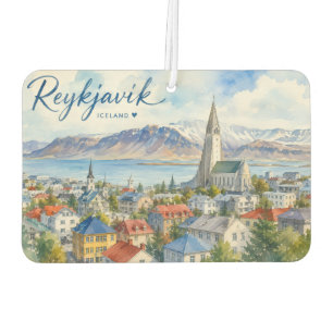 Reykjavik Iceland souvenir watercolor Car Air Freshener