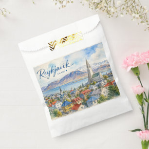 Reykjavik Iceland souvenir watercolor Favour Bags