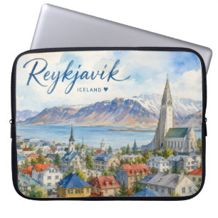 Reykjavik Iceland souvenir watercolor Laptop Sleeve