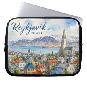 Reykjavik Iceland souvenir watercolor Laptop Sleeve