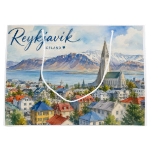 Reykjavik Iceland souvenir watercolor Large Gift Bag