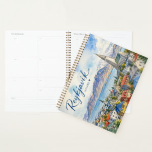 Reykjavik Iceland souvenir watercolor Planner