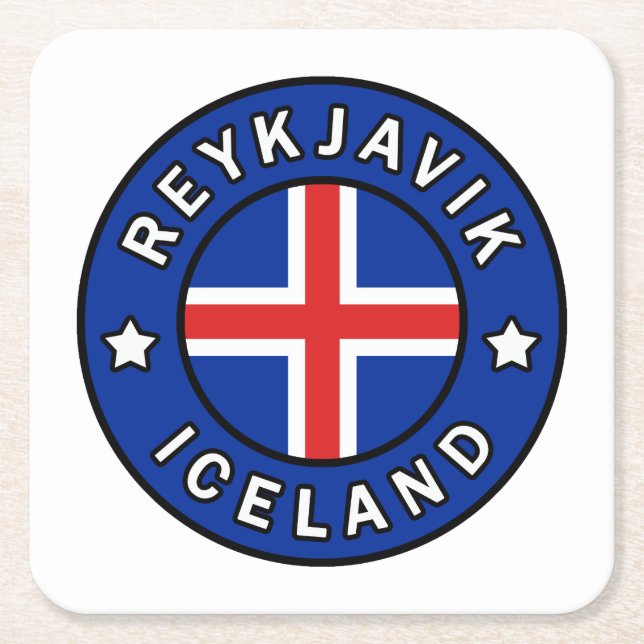 Reykjavik Iceland Square Paper Coaster (Front)