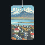 Reykjavík Iceland Travel Art Vintage Car Air Freshener<br><div class="desc">Reykjavík retro vector travel design. Reykjavík is the northernmost capital of a sovereign state in the world. It is among the cleanest,  greenest,  and safest cities in the world.</div>