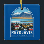 Reykjavík Iceland Travel Art Vintage Ceramic Ornament<br><div class="desc">Reykjavík retro vector travel design. Reykjavík is the northernmost capital of a sovereign state in the world. It is among the cleanest,  greenest,  and safest cities in the world.</div>