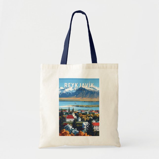 Reykjavík Iceland Travel Art Vintage Tote Bag (Front)