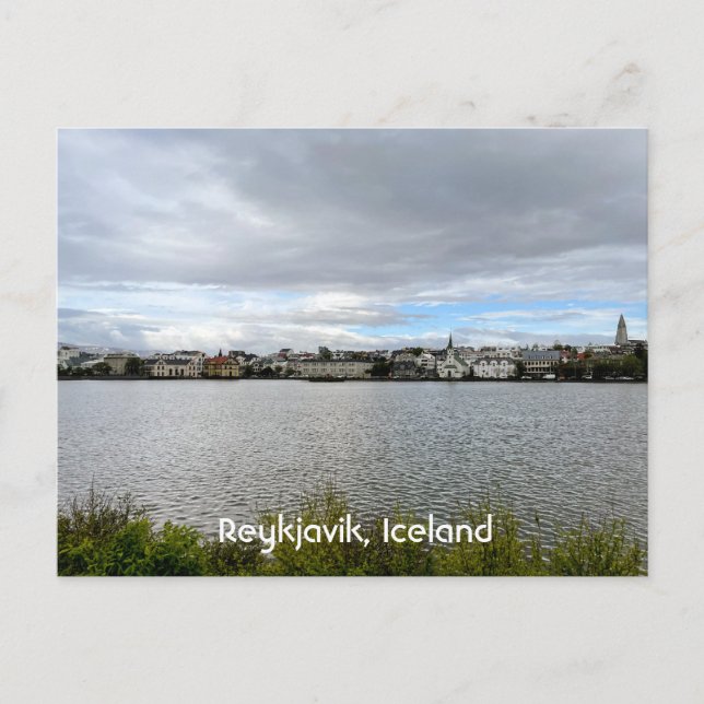 Reykjavik Iceland View from Tjornin Personalise Postcard (Front)